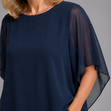Women's Asymmetric Layered Chiffon Wide-Leg Set