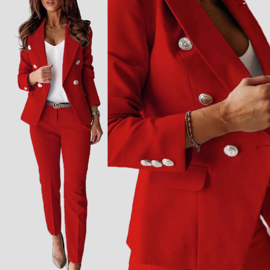 Women's Double-Breasted Blazer & Pants Set
