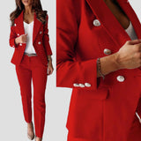 Women's Double-Breasted Blazer & Pants Set