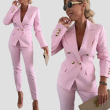 Women's Double-Breasted Blazer & Pants Set