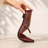 Women's Flat Leather-Look Closed-Toe Slip-On Mules