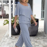Short Sleeve Lounge Top and Wide Leg Trouser Set