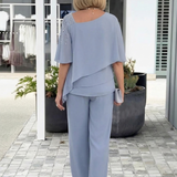 Short Sleeve Lounge Top and Wide Leg Trouser Set