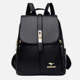 Women's PU Leather Flap-Closure Everyday Backpack