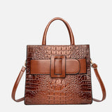 Women's Croco Print Handbag with Buckle