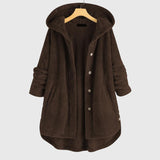 Hooded Button Front Sherpa Fleece Cardigan