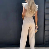 Wide-Leg Jumpsuit Butterfly Sleeves
