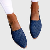 Woven Pointed Toe Flat Mules