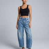 Women's High Waist Barrel Leg Denim Jeans