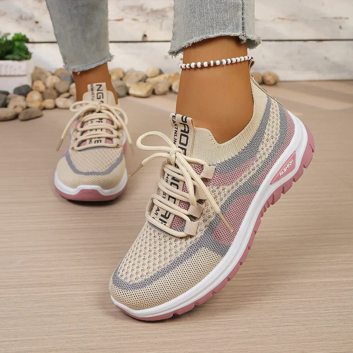 Women's Lace-Up Low-Top Panelled Sneakers