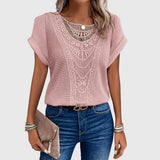 Crochet Knit Short Sleeve Blouse