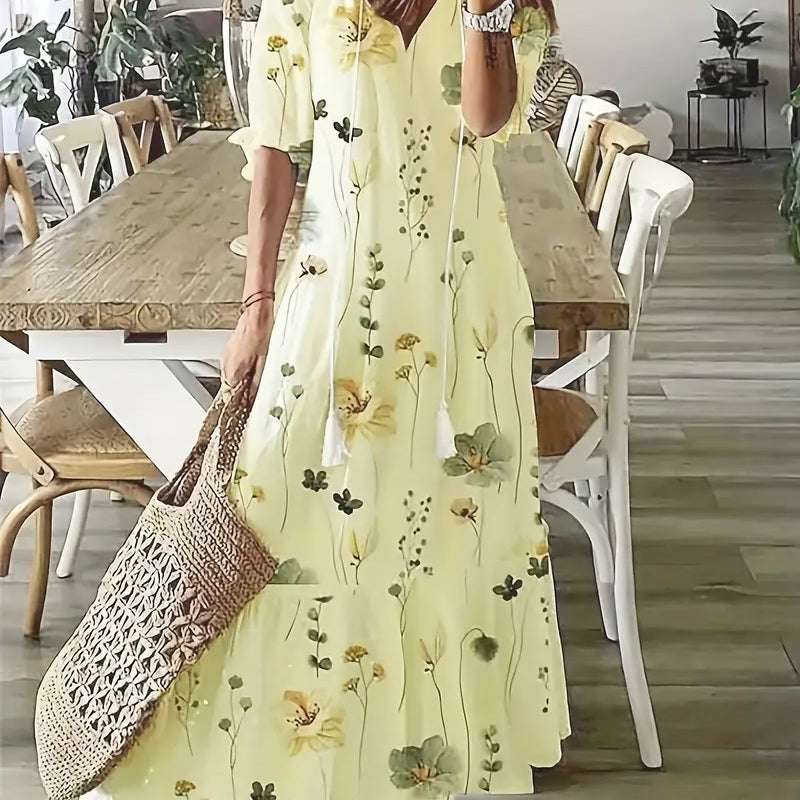 Floral Print Tiered Maxi Dress