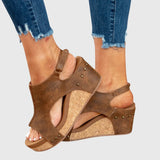 Cutout Platform Wedge Sandals
