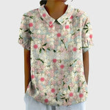 Floral Print V-Neck Short Sleeve Blouse
