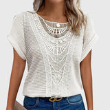 Crochet Knit Short Sleeve Blouse