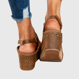 Cutout Platform Wedge Sandals