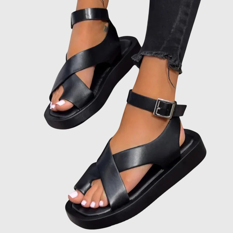 Adjustable Cross Strap Platform Sandals
