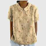 Floral Print V-Neck Short Sleeve Blouse