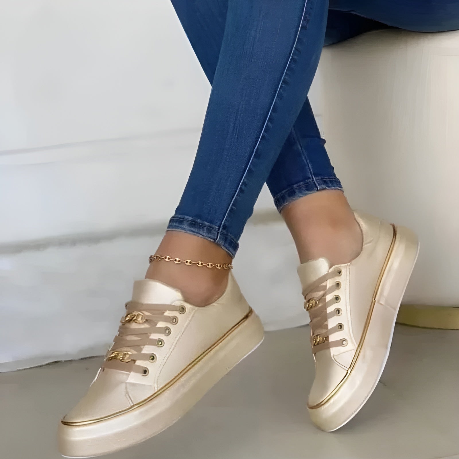 Lace Up Platform Casual Trainers