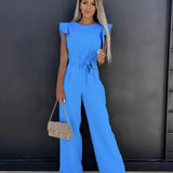 Wide-Leg Jumpsuit Butterfly Sleeves