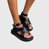 Adjustable Cross Strap Platform Sandals