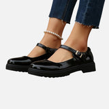 Women's Glossy Leather-Look Mary Jane Loafers