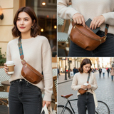 Women's PU Leather Belt Bag with Wide Strap