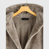 Hooded Button Front Sherpa Fleece Cardigan