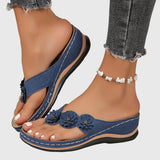 Floral Wedge Flip Flop Sandals