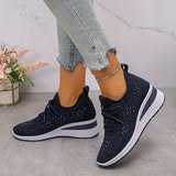 Women's Rhinestone Chunky Platform Lace-Up Sneakers