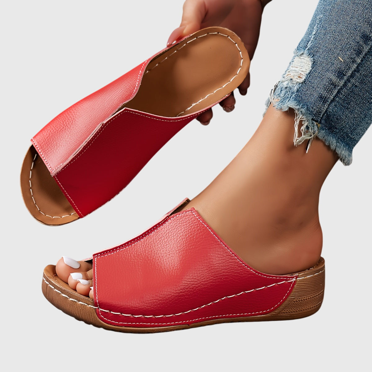 Open Toe Slip-On Clog Sandals