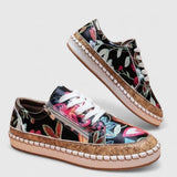 Floral Print Lace-Up Espadrille Trainers