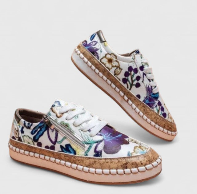 Floral Print Lace-Up Espadrille Trainers