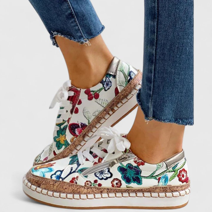 Floral Print Lace-Up Espadrille Trainers