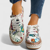 Floral Print Lace-Up Espadrille Trainers