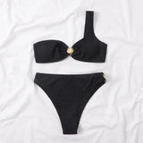 Colour Block Ring Detail Bikini Set