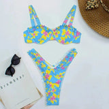Printed Ruffle Bikini Set
