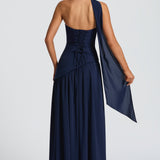 Serena | Strapless Lace-Up Slit Maxi Dress