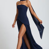 Serena | Strapless Lace-Up Slit Maxi Dress