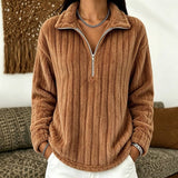 Women's Ribbed Half-Zip Fleece Pullover
