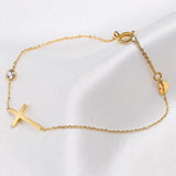 Women's Fine Cross Charm Chain Bracelet, Adjustable