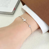 Women's Fine Cross Charm Chain Bracelet, Adjustable