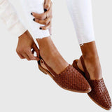 Woven Pointed Toe Flat Mules