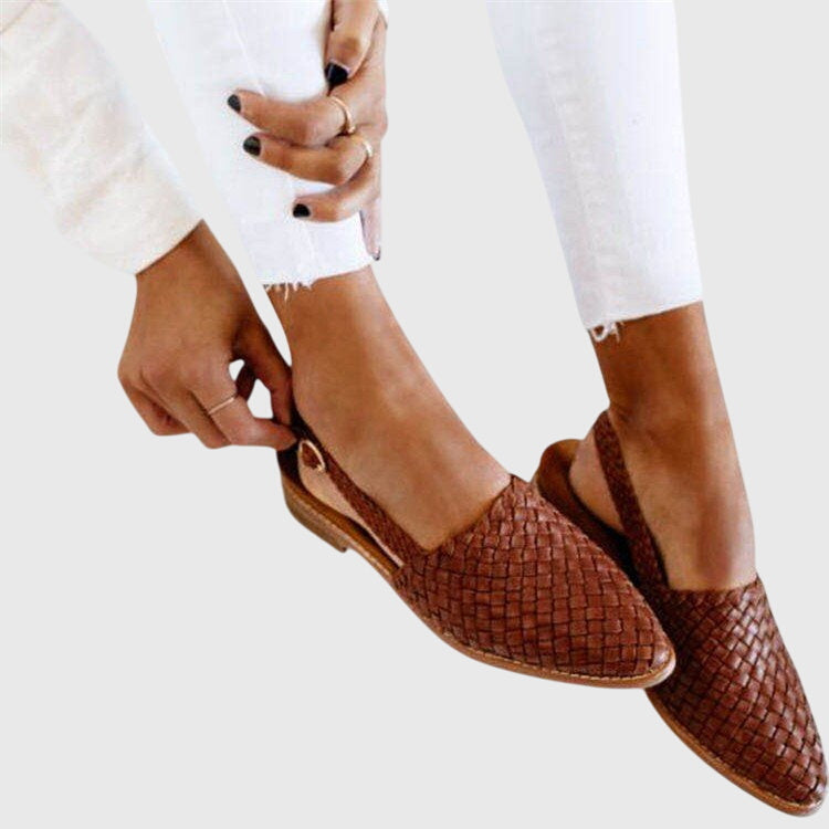 Woven Pointed Toe Flat Mules