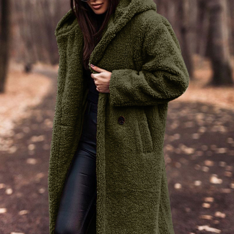 Long Teddy Fleece Button Coat