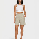 Women's High-Waist Straight-Leg Shorts with Pockets