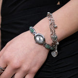 Women's Oval Dial Quartz Watch with Stone Accents