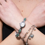 Women's Oval Dial Quartz Watch with Stone Accents