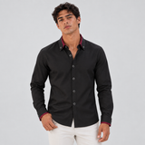 Men's Point Collar Shirt with Contrast Trim