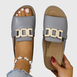 Double Buckle Platform Slide Sandals